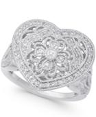 Diamond Fancy Filigree Heart Ring (1/7 Ct. T.w.) In Sterling Silver