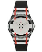 Swatch Unisex Swiss Es War Einmal Black Silicone Strap Watch 41mm Suob129