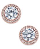 Danori Rose Gold-tone Crystal And Pave Round Stud Earrings, Only At Macy's