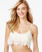 Jessica Simpson Floral-crochet Flounced Bikini Top Women's Swimsuit