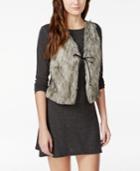 Teeze Me Juniors' Pullover Sweater Dress And Faux-fur Vest