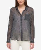 Tommy Hilfiger Sheer High-low Shirt, Only At Macy's