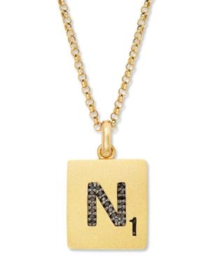 Scrabble 14k Gold Over Sterling Silver Black Diamond Accent N Initial Pendant Necklace
