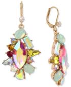 Betsey Johnson Gold-tone Multi-stone Cluster Drop Earrings
