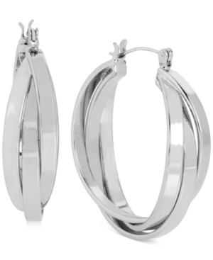Touch Of Silver Triple Hoop Earrings In Silver-plating