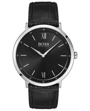 Boss Hugo Boss Men's Essential Ultra Slim Black Leather Strap Watch 40mm
