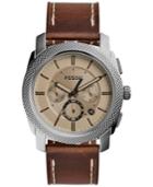 Fossil Men's Chronograph Machine Brown Leather Strap Watch 45mm Fs5215