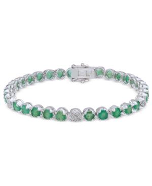 Emerald (7-1/2 Ct. T.w.) & Diamond (1/3 Ct. T.w.) Tennis Bracelet In Sterling Silver