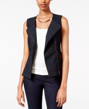 Xoxo Juniors' Asymmetrical-zip Plaid Vest
