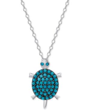 Manufactured Turquoise Turtle Pendant Necklace In Sterling Silver