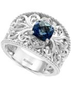 Effy London Blue Topaz (1-3/4 Ct. T.w.) And White Sapphire Accent Statement Ring In Sterling Silver