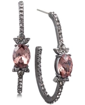 Jenny Packham Hematite-tone Pave & Stone Open Hoop Earrings