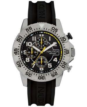 Nautica Men's Chronograph Black Silicone Strap Watch 46mm Nad16510g