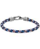 Esquire Men's Jewelry Blue, White And Brown Woven Bracelet In Stainless Steel, First At Macy's