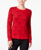 Maison Jules Heart-print Sweater, Only At Macy's