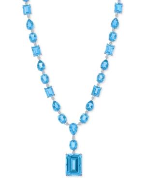 Lali Jewels Blue Topaz (141-3/4 Ct. T.w.) And Diamond (9/10 Ct. T.w.) Lariat Necklace In 14k White Gold
