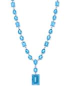Lali Jewels Blue Topaz (141-3/4 Ct. T.w.) And Diamond (9/10 Ct. T.w.) Lariat Necklace In 14k White Gold