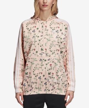 Adidas Floral-print Hooded Windbreaker