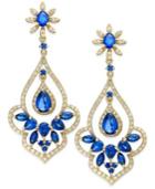 Velvet Bleu By Effy Manufactured Diffused Sapphire (4 Ct. T.w.) And Diamond (5/8 Ct. T.w.) Drop Earrings In 14k Gold