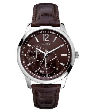 Guess Watch, Men's Brown Croc Embossed Leather Strap 35mm U95152g2