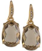 Carolee Gold-tone Brown Stone Drop Earrings
