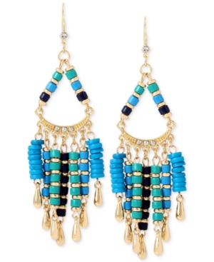 M. Haskell For Inc Gold-tone Blue Beaded Chandelier Earrings, Only At Macy's