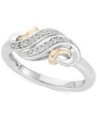 Diamond (1/10 Ct. T.w.) Squiggle Ring In 14k Gold And Sterling Silver