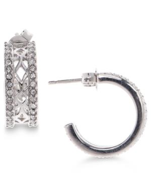 Judith Jack Silver-tone Crystal Open Hoop Earrings