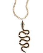 Thalia Sodi Gold-tone Jet Stone Snake Pendant Necklace, Only At Macy's