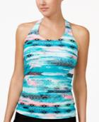 Go By Gossip Flash Forward Printed Racerback Tankini Top Women's Swimsuit
