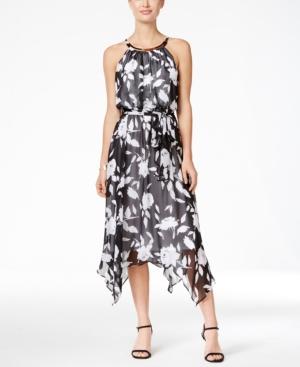 Sangria Sleeveless Belted Chiffon Midi Dress