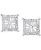Diamond Square Illusion-set Halo Stud Earrings (1/4 Ct. T.w.) In Sterling Silver
