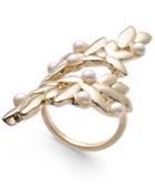 I.n.c. Gold-tone & Imitation Pearl Leaf Statement Ring, Created For Macy's