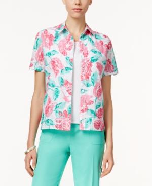 Alfred Dunner Tank-inset Floral Shirt