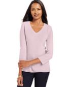 Karen Scott Petite Rib-trim V-neck Sweater, Only At Macy's