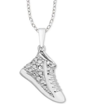 Diamond Sneaker 18 Pendant Necklace (1/10 Ct. T.w.) In Sterling Silver