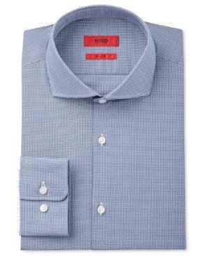 Hugo Men's Slim-fit Navy Gingham Dress Shirt
