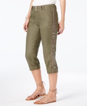 Inc International Concepts Linen Embroidered Cargo Pants, Only At Macy's