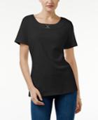 Karen Scott Buckle-trim T-shirt, Created For Macy's