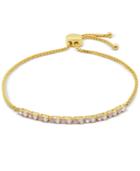 Giani Bernini Cubic Zirconia And Pink Iridescent Stone Adjustable Slider Bracelet In 18k Gold-plated Sterling Silver, Only At Macy's