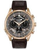 Citizen Men's Chronograph Eco-drive Calibre 2100 Brown Leather Strap Watch 44mm Av0063-01h, Limited Edition