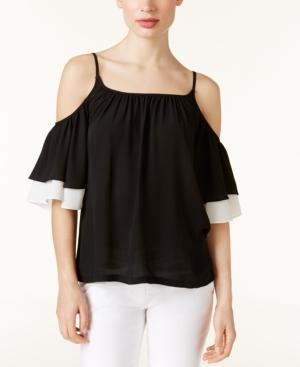 Inc International Concepts Ruffled Cold-shoulder Top, Created For Macy's