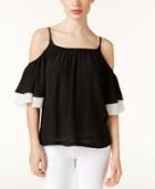 Inc International Concepts Ruffled Cold-shoulder Top, Created For Macy's