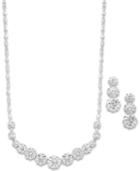 Charter Club Silver-tone Graduated Crystal Earrings And Necklace