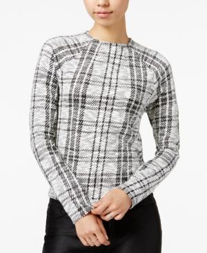 Bar Iii Plaid Mock-neck Sweater, Only At Macy's