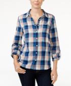 Tommy Hilfiger Roll-tab-sleeve Plaid Shirt, Only At Macy's