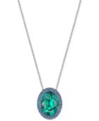 Swarovski Silver-tone Oval Halo Crystal Pendant Necklace