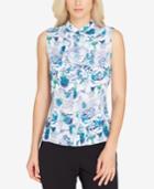 Tahari Asl Ruffle-front Stand-collar Shell