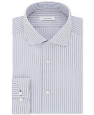 Calvin Klein Men's Steel Slim-fit Non-iron Performance Smokey Blue Stripe Dress Shirt