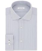 Calvin Klein Men's Steel Slim-fit Non-iron Performance Smokey Blue Stripe Dress Shirt